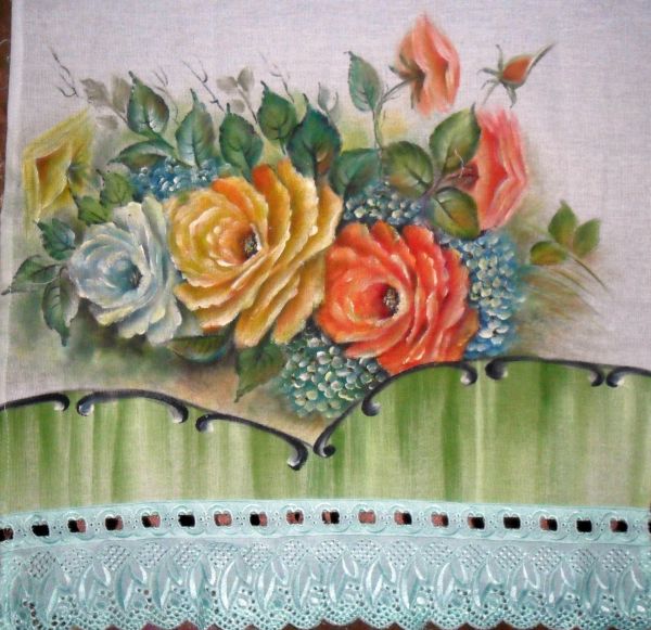Pano de prato - ref25 - pintado à mão